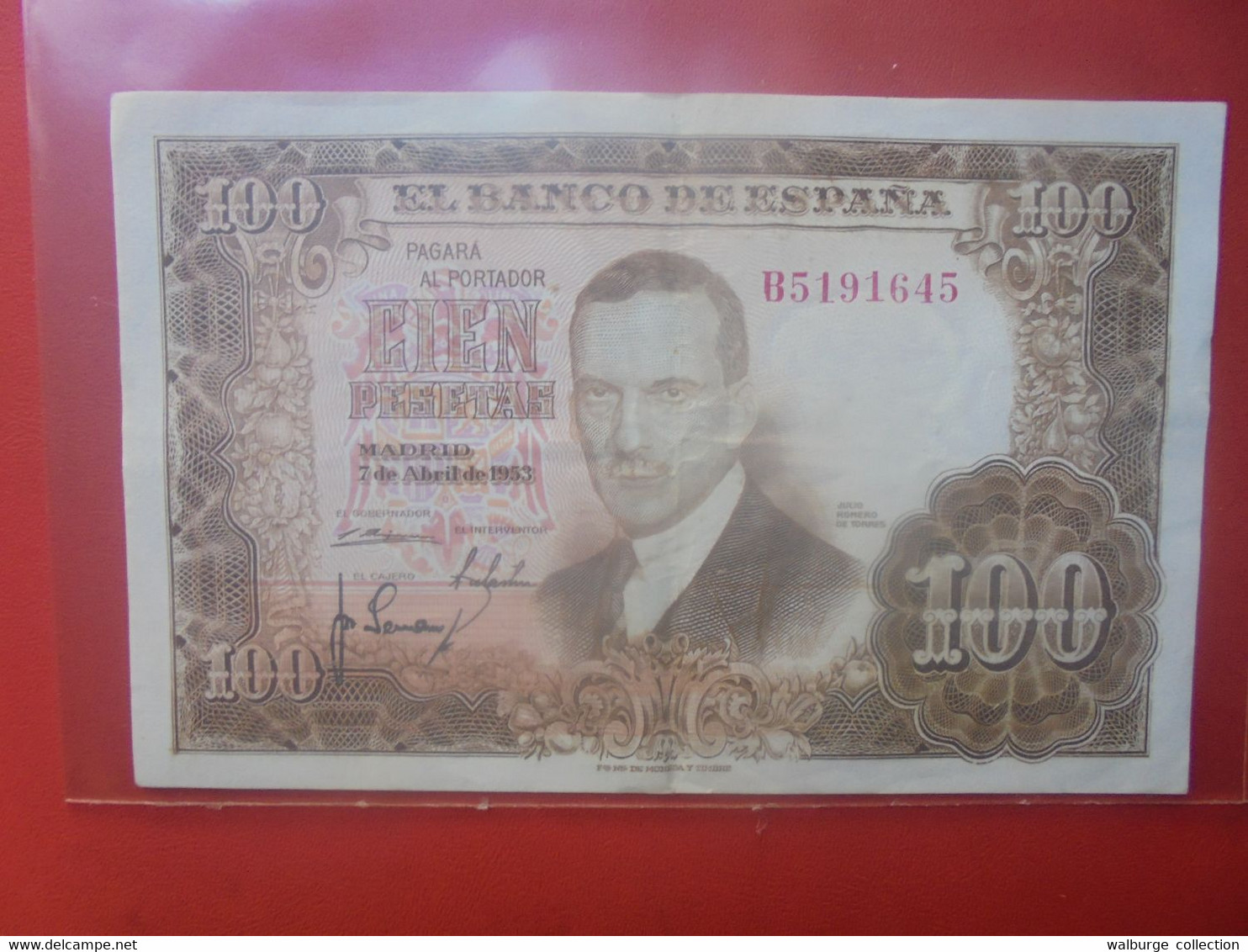 ESPAGNE 100 PESETAS 1953 "B" Circuler (L.5) - 100 Pesetas