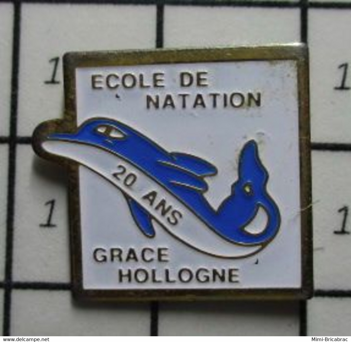 1416a Pin's Pins / Beau Et Rare / THEME : SPORTS / DAUPHIN ECOLE DE NATATION GRACE HOLLOGNE Région Wallonne LIEGE - Natation