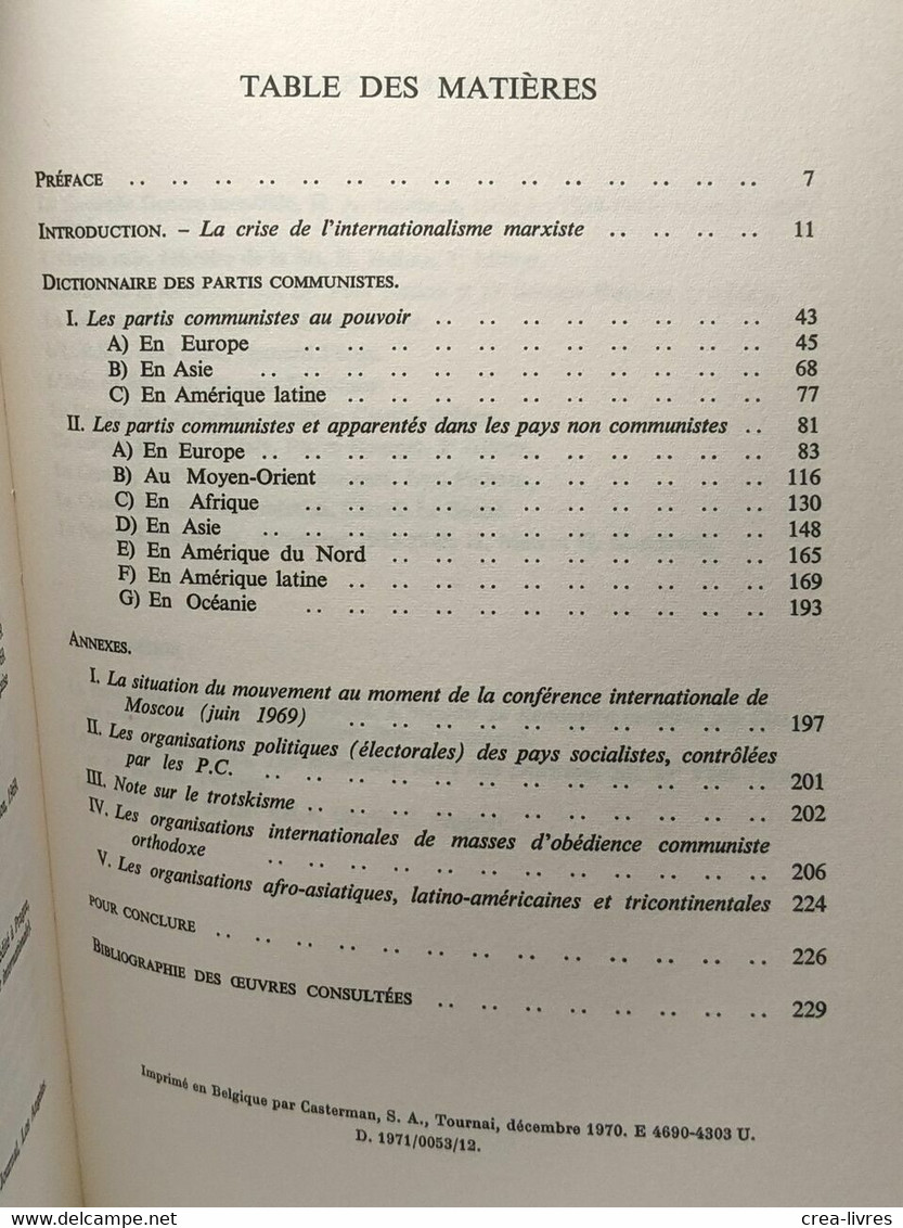 Dictionnaire Des Partis Communistes Et Des Mouvements Révolutionnaires - Précédé D'un Essai Sur La Crise Actuelle De L'i - Politique