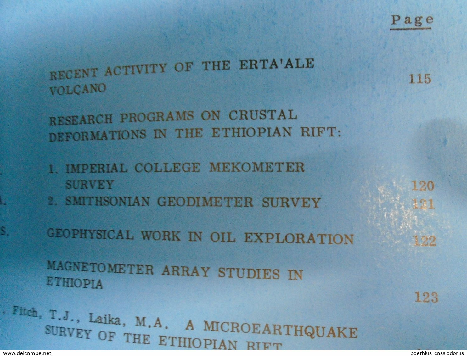 ETHIOPIE : BULLETIN OF THE GEOPHYSICAL OBSERVATORYN HAILE SELLASSIE I UNIVERSITY ADDIS ABABA ETHIOPIA