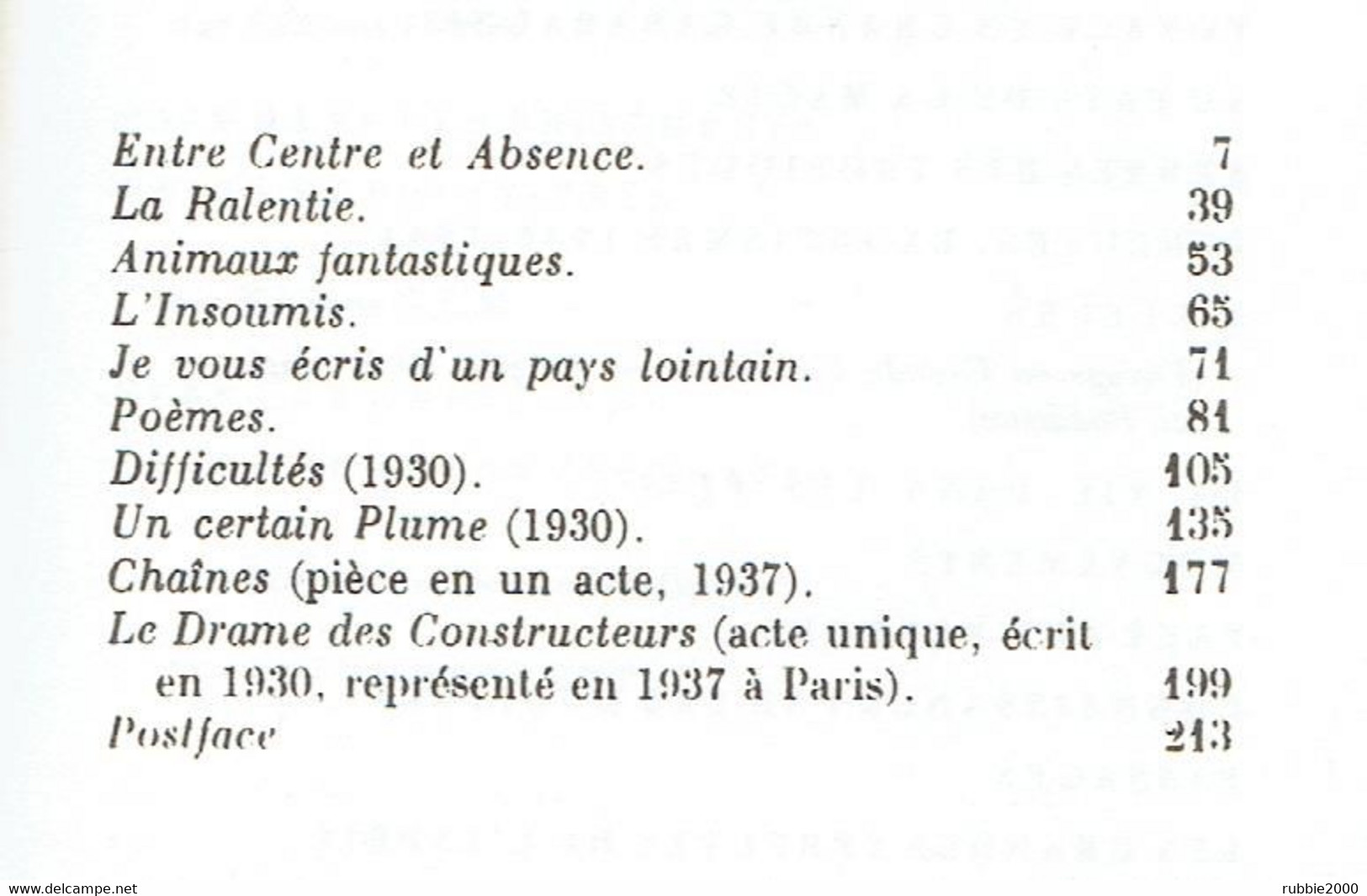 HENRI MICHAUX PLUME PRECEDE DE LOINTAIN INTERIEUR NOUVELLE EDITION REVUE ET CORRIGEE 1984 EDITIONS GALLIMARD - Autori Belgi