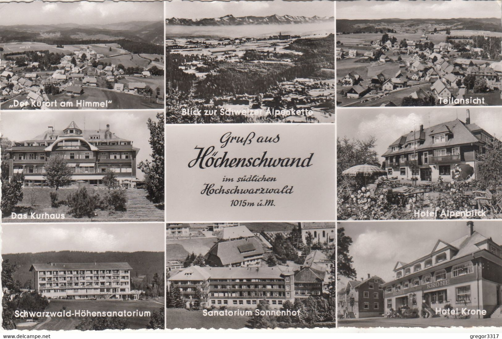 B3722) GRUSS Aus HÖCHENSCHWAND Im Hochschwarzwald - Sonnenhof Hotel Krone Alpenblick Kurhaus Teilansicht S/W - Höchenschwand