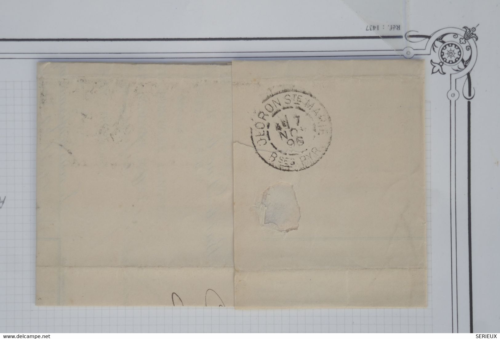 AY3 FRANCE  BELLE LETTRE  1896 BAR LE DUC   A  OLORON   +++ SAGE 15C PERFORé+++AFFRANCH. PLAISANT - Cartas & Documentos