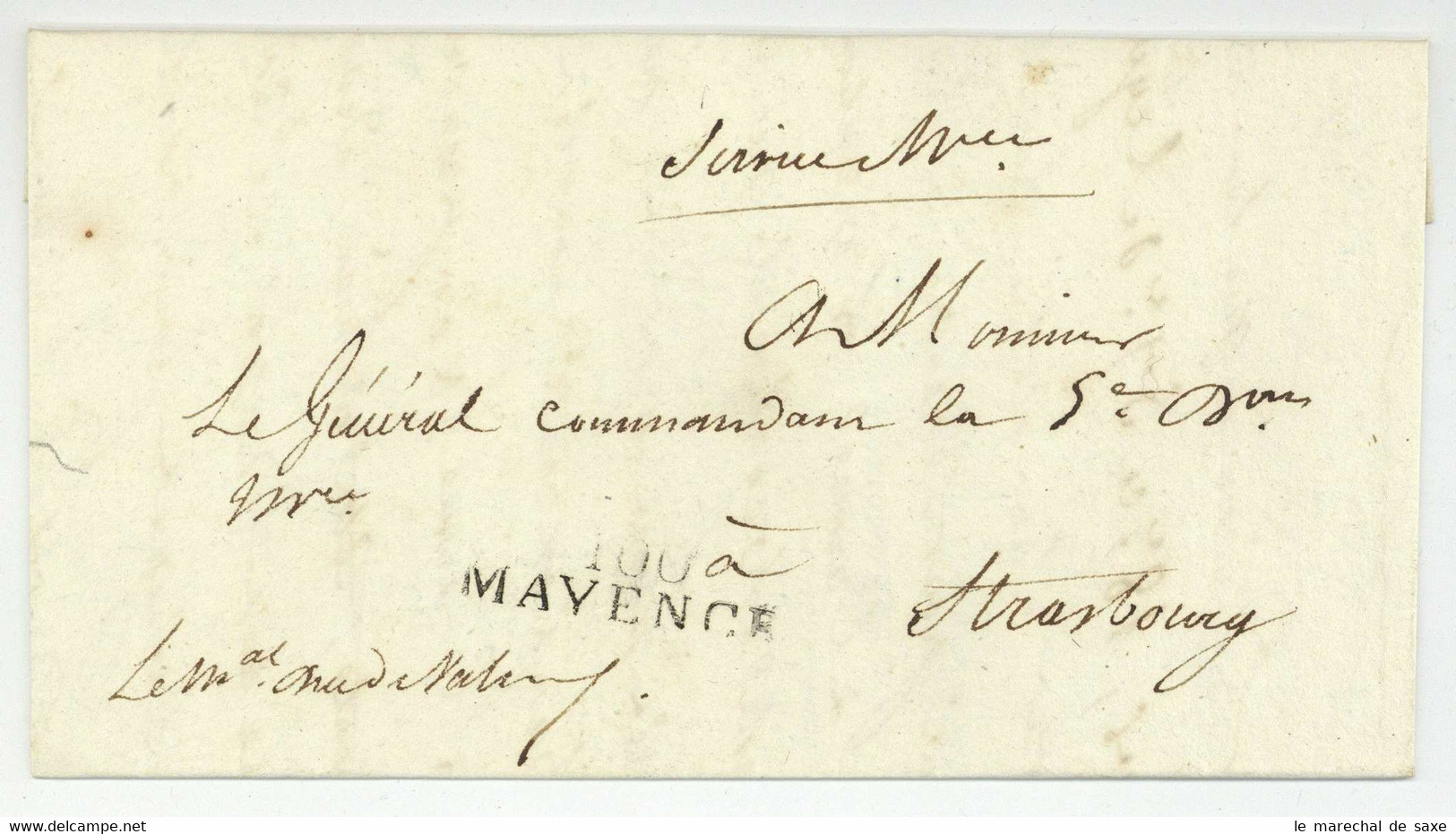 Marechal Kellermann (1735-1820) Mayence 1813 Mainz Lettre Avec Contreseing Pour Franchise - Bolli Militari (ante 1900)
