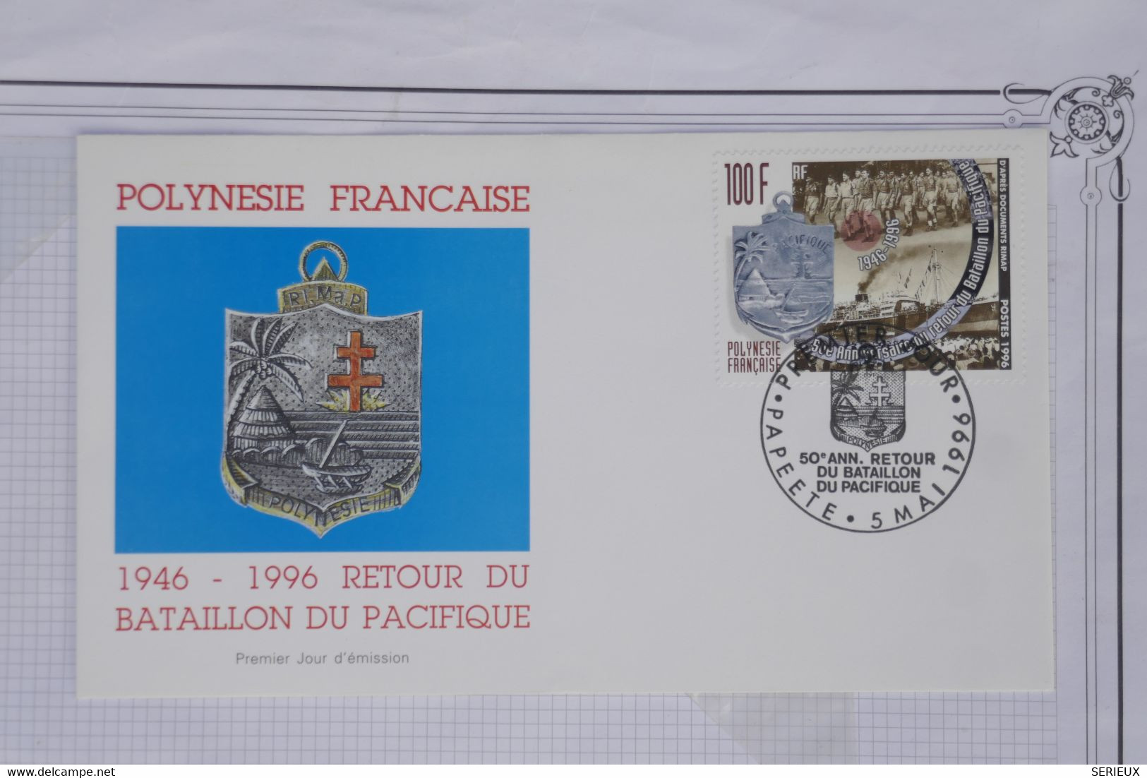 AY3 POLYNESIE  BELLE  LETTRE  FDC  1996  PAPEETE  BATAILLON +++100 F ++AFFRANCH. PLAISANT - Covers & Documents