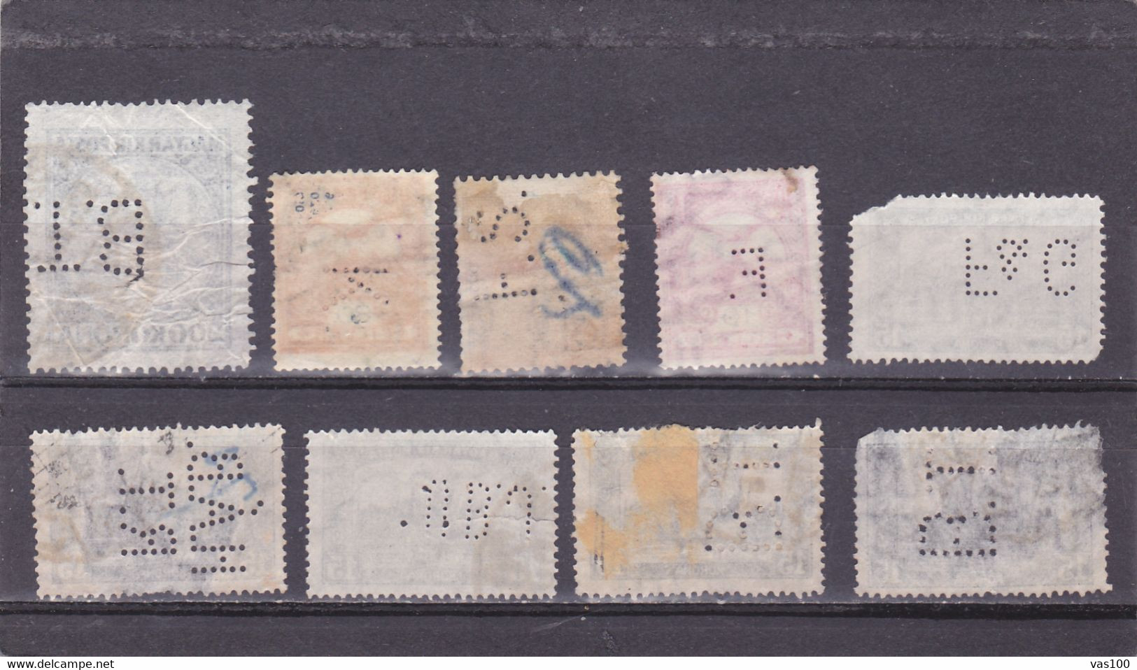 LOT 9 Stamps Commercial Patent,diff Perfin,perfores HUNGARY. - Perforés
