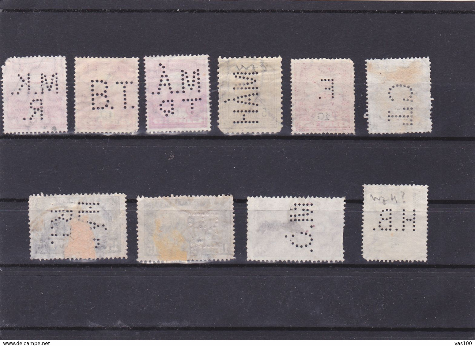 LOT 10 Stamps Commercial Patent,diff Perfin,perfores HUNGARY  See Scan. - Perforiert/Gezähnt