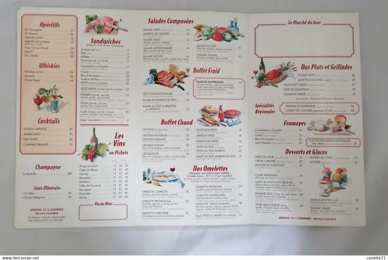 Carte Menu Brasserie "A La Ville D'Aulnay"  Paris 10è  (environ Année 1980) - Menus