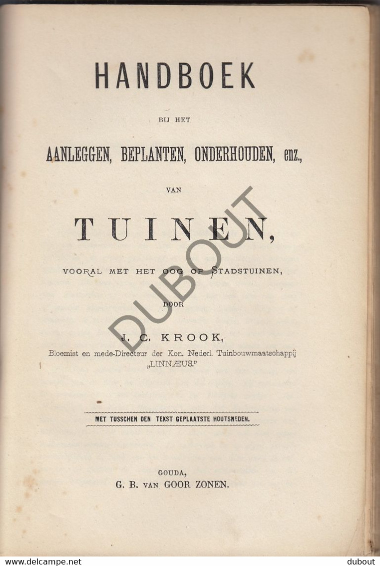 Handboek Aanleg Van Tuinen - J.C. Krook - 1872 - Met Illustraties In De Tekst  (W156) - Antiquariat