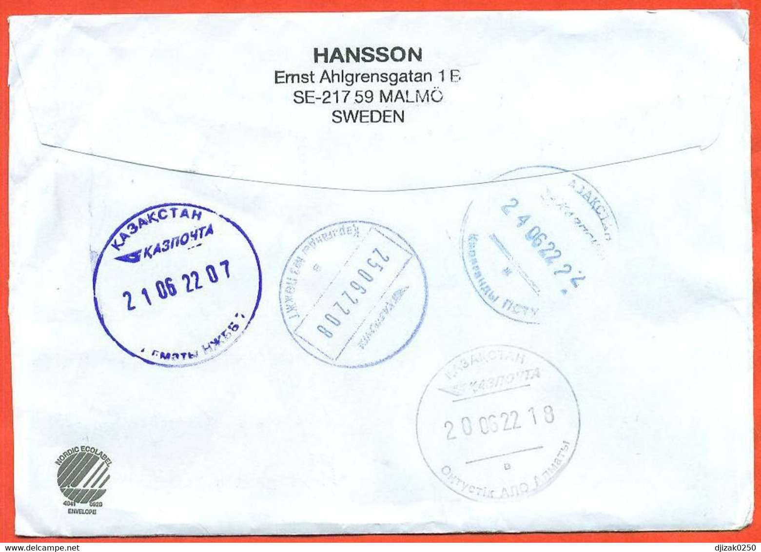 Sweden 2021. The Envelope  Passed Through The Mail. Airmail. - Brieven En Documenten