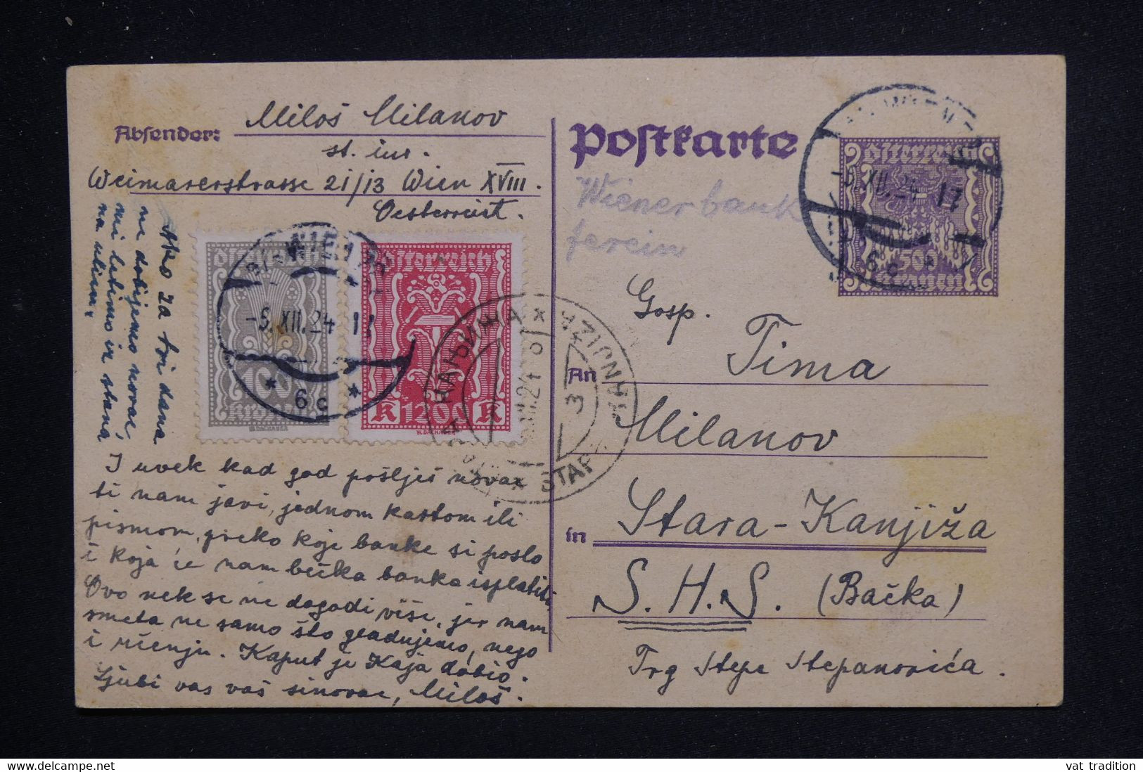 AUTRICHE - Entier Postal + Compléments De  Wien En 1924  - L 124469 - Autres & Non Classés