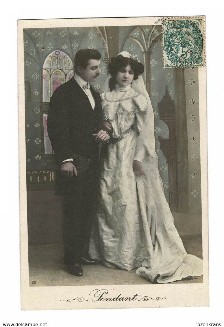 CPA Carte Fantaisie Fantasie Kaart Couple Amour Love Marriage Wedding Huwelijk Liefde Koppel 1907 Romance Romantiek - Matrimonios