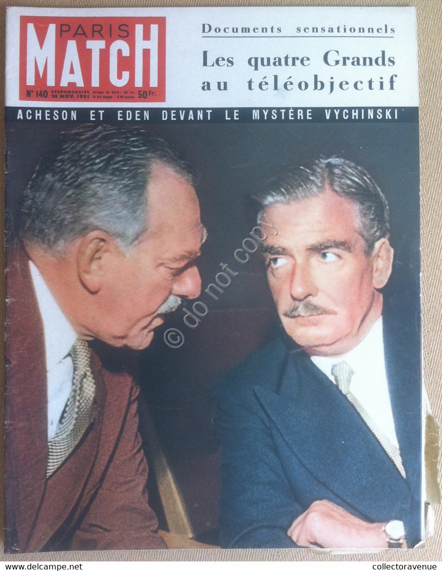 Paris Match - N. 140 - 24 Nov 1951 - Zonder Classificatie