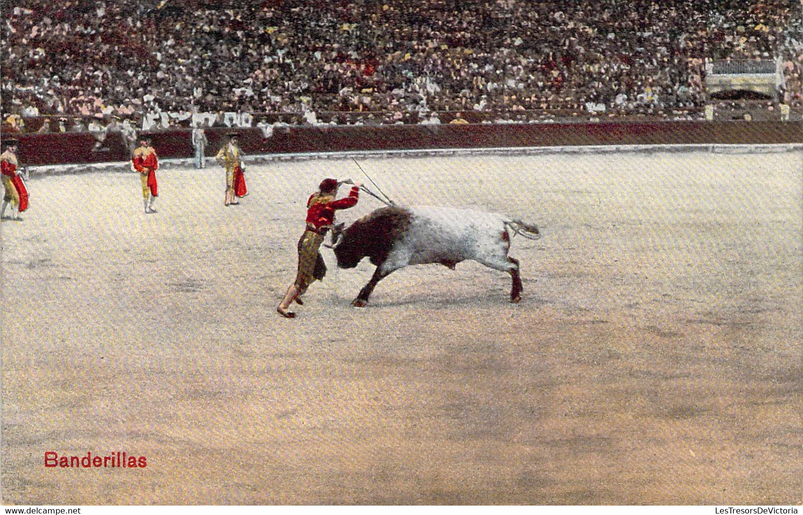 CPA Colorisée- Corrida De Toros - Banderillas - Toreador - Arêne - Taureau - Stierkampf