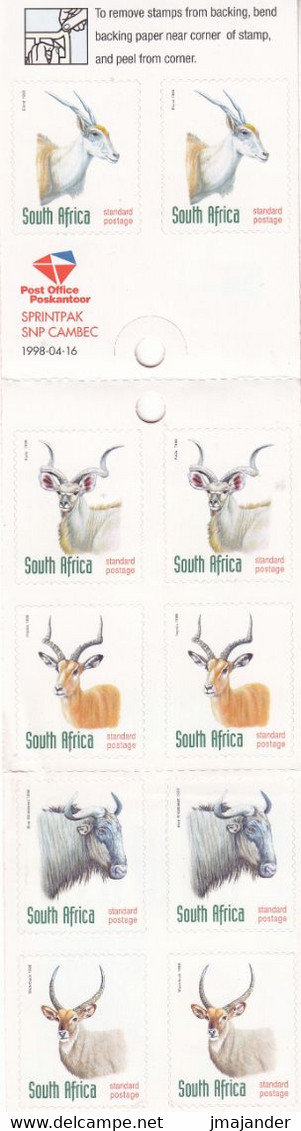 South Africa 1998 - Endangered Fauna - Self-adhesive Booklet ** MNH Corner Damage (see Images) - Carnets