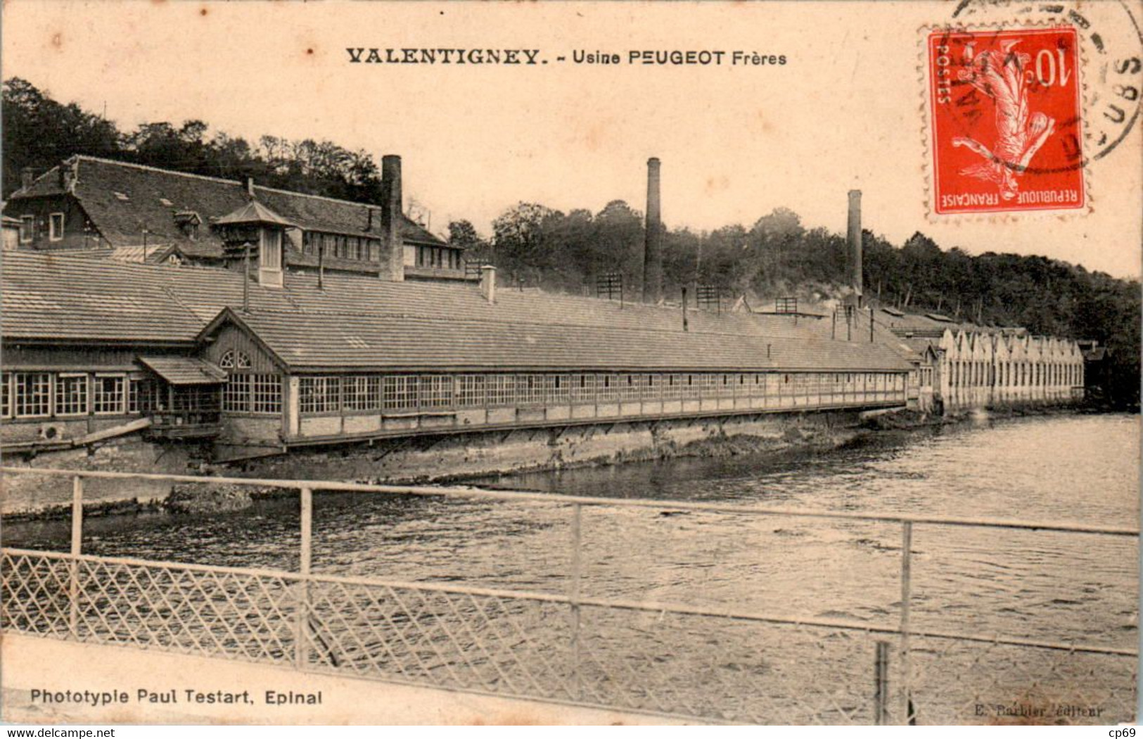 Valentigney Usine Peugeot Frères Automobile Car Factory Fabbrica Doubs Cpa Voyagée En 1912 En TB.Etat - Valentigney