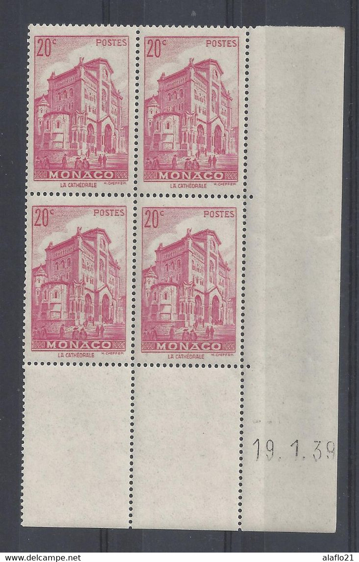 MONACO N° 169 - Bloc De 4 COIN DATE - NEUF SANS CHARNIERE - 19/1/39 - Unused Stamps