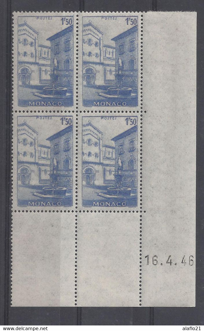 MONACO N° 276 - Bloc De 4 COIN DATE - NEUF SANS CHARNIERE - 16/4/46 - Unused Stamps