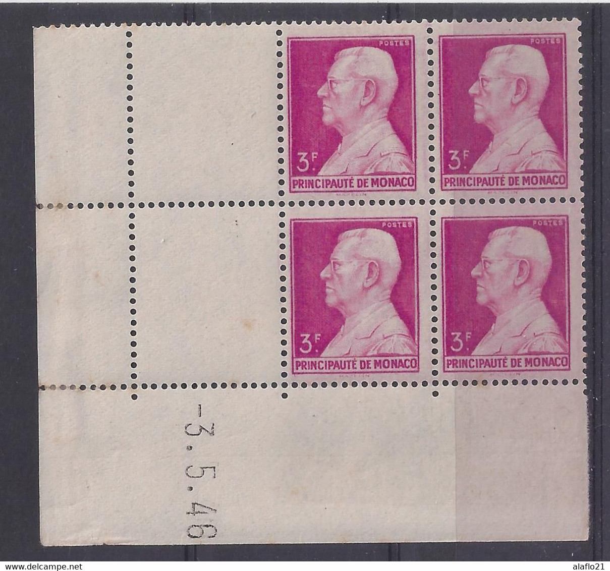 MONACO N° 282 - Bloc De 4 COIN DATE - NEUF SANS CHARNIERE - 3/5/46 - Unused Stamps