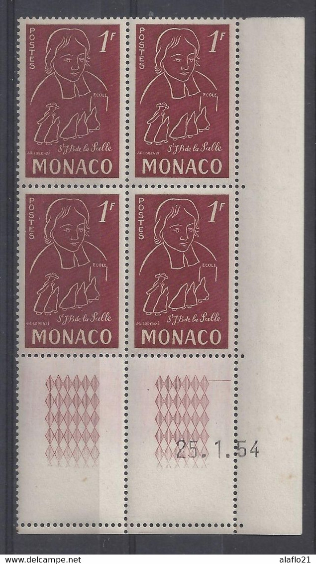 MONACO N° 401 - Bloc De 4 COIN DATE - NEUF SANS CHARNIERE - 25/1/54 - Nuevos