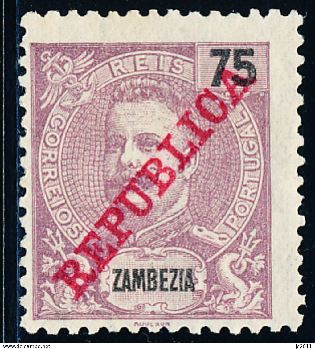 Mozambique / Zambezia - 1911 - D. Carlos I - 75 R / República - MNG - Zambezia