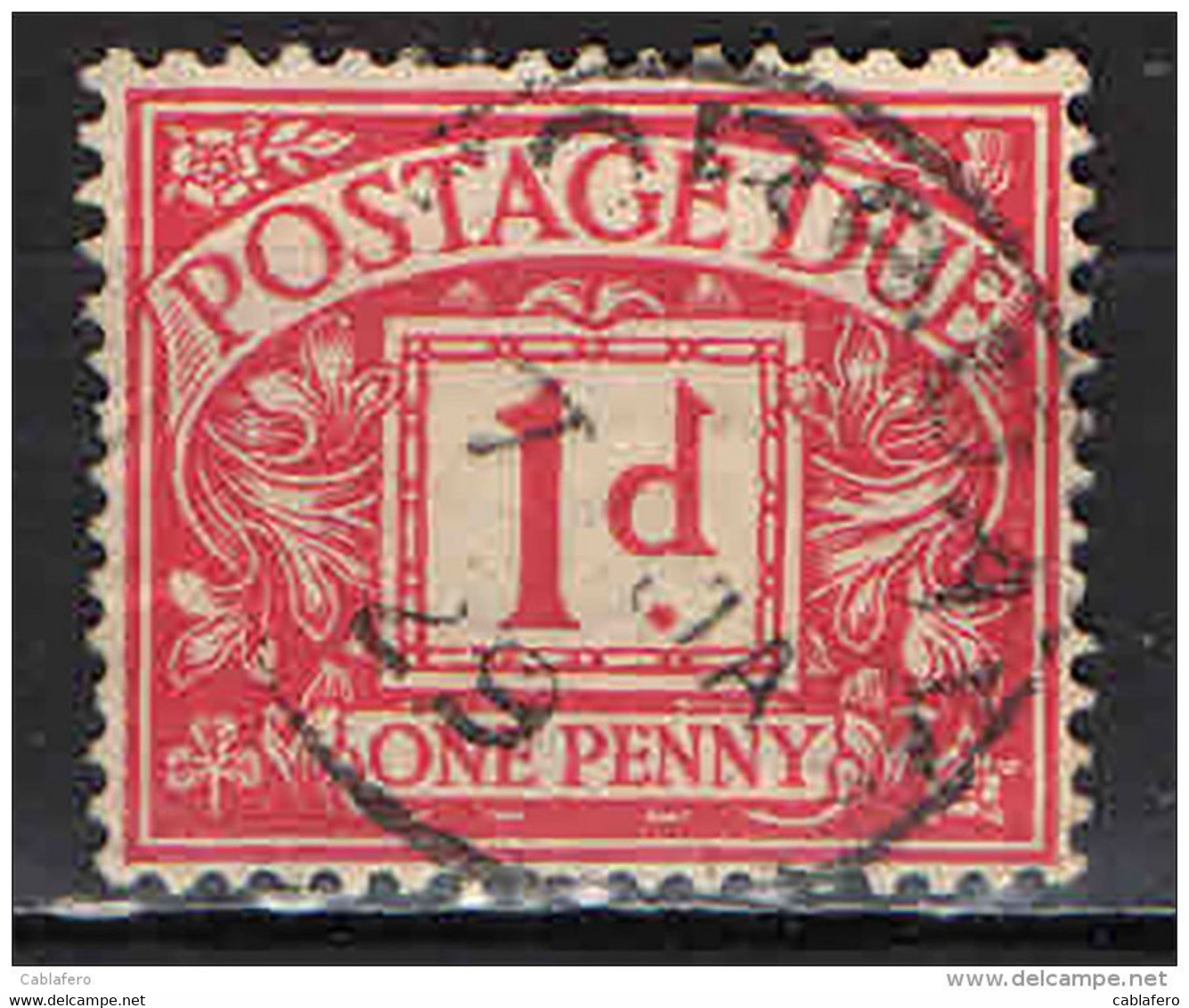 GRAN BRETAGNA - 1924 - POSTAGE DUE - VALORE DA 1 P. - BLOCK CYPHER - USATO - Revenue Stamps