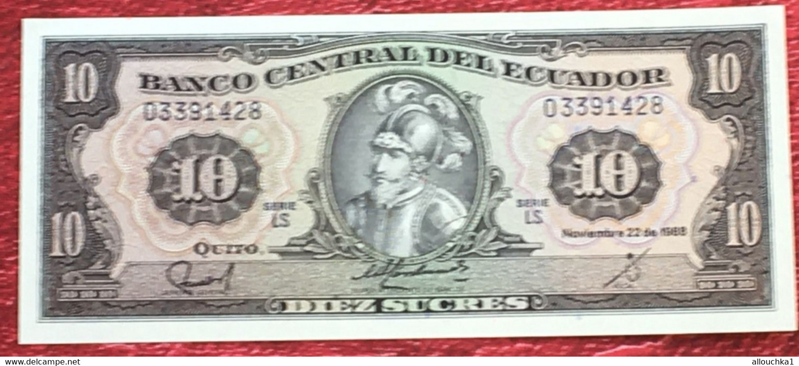 Billet Bank Équateur Ecuador -☛EQUATEUR Billet Neuf De 10 SUCRES Pick121 SEBASTIAN DE BENALCAZAR 1988 ECUADOR - Equateur
