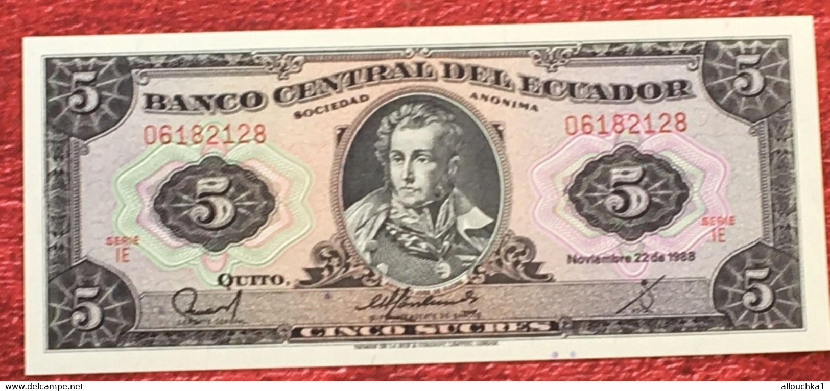 Billet Bank Équateur Ecuador -☛EQUATEUR Billet Neuf De 5 SUCRES Pick121 SEBASTIAN DE BENALCAZAR 1988 ECUADOR - Equateur