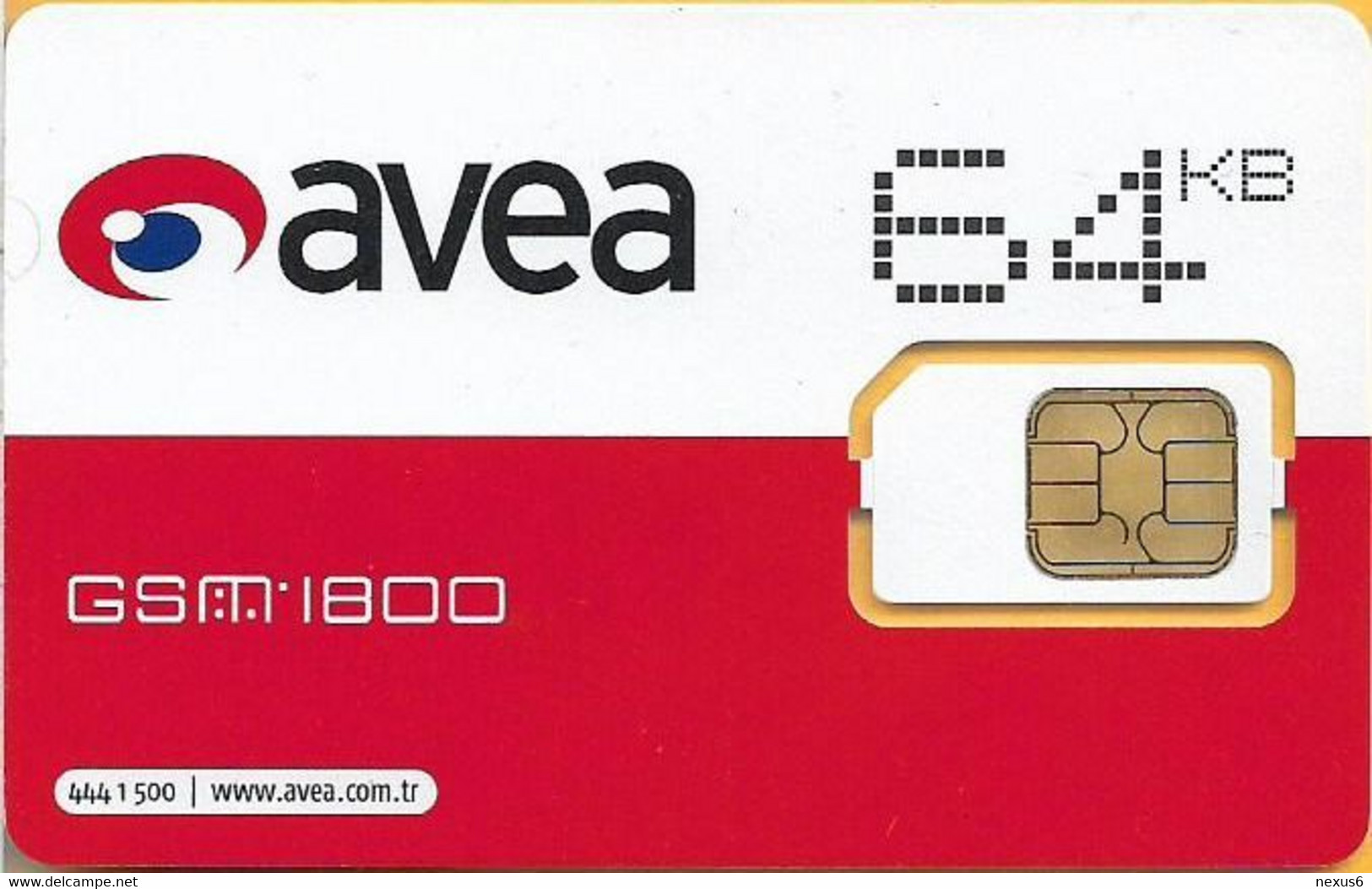 Turkey - Avea - Red White Design 64Kb GSM SIM2 Mini (Type 2), Mint - Türkei