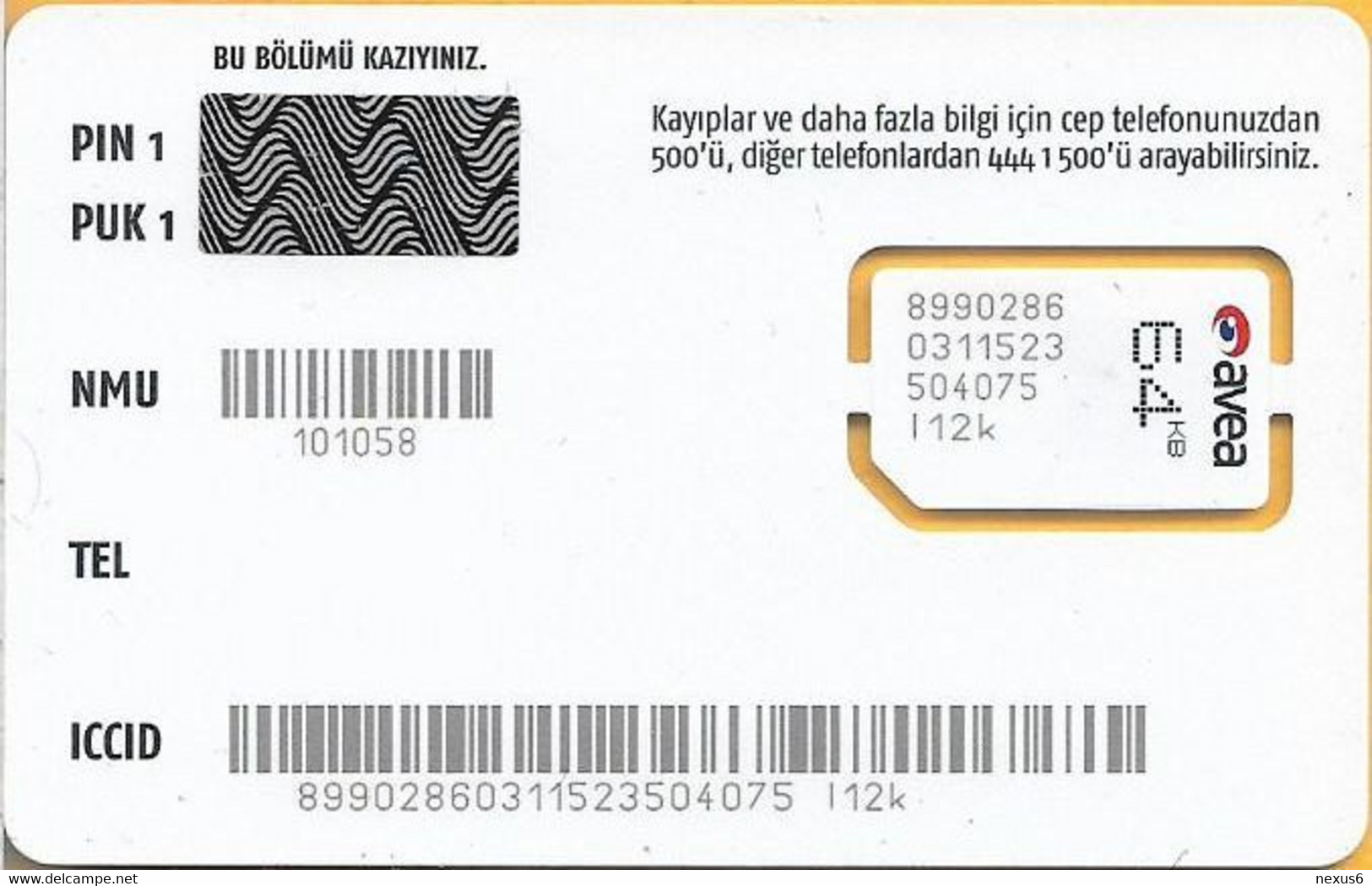 Turkey - Avea - Red White Design 64Kb GSM SIM2 Mini (Type 2), Mint - Türkei