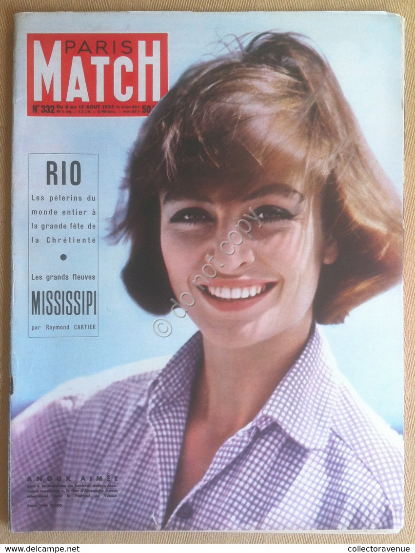 Paris Match - N. 332 - 13 Aout 1955 - Zonder Classificatie