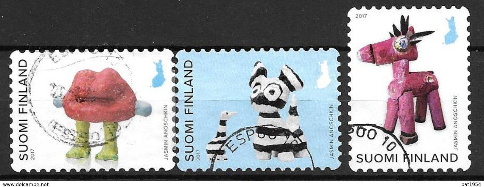 Finlande 2017 N° 2502/2504 Oblitérés Jasmin Anoschkin Sculptures - Used Stamps
