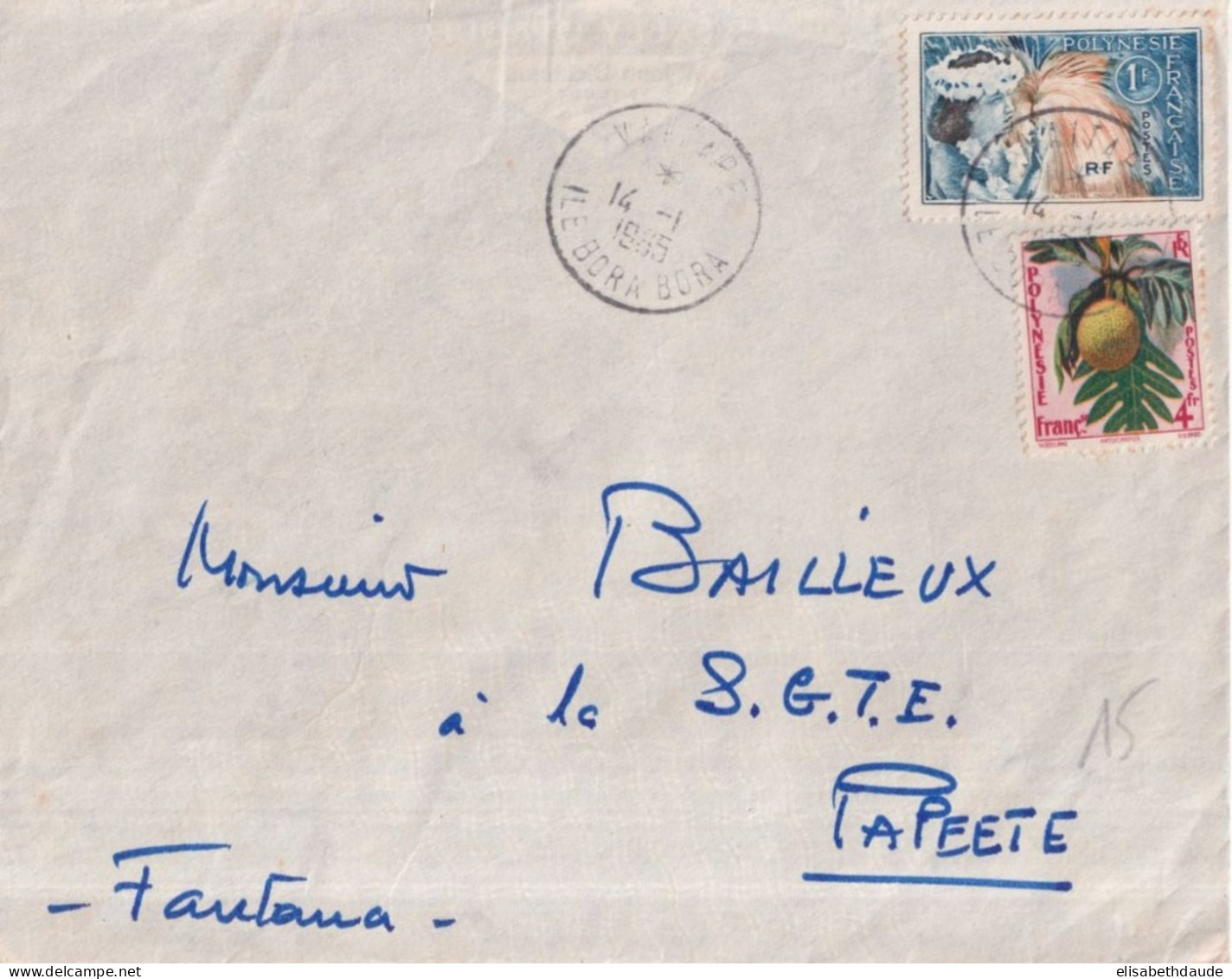 1965 - POLYNESIE - ENVELOPPE De BORA BORA => PAPEETE - Lettres & Documents