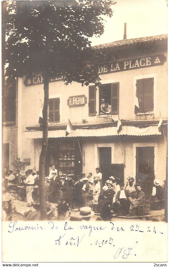 69 - RILLIEUX-LA-PAPE (30, Route De Genève) - CARTE-PHOTO Café-Restaurant François PÉPIN - (FÊTE Des 23 Et 24 Août 1903) - Rillieux La Pape