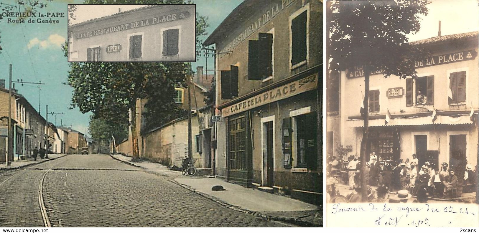 69 - RILLIEUX-LA-PAPE (30, Route De Genève) - CARTE-PHOTO Café-Restaurant François PÉPIN - (FÊTE Des 23 Et 24 Août 1903) - Rillieux La Pape