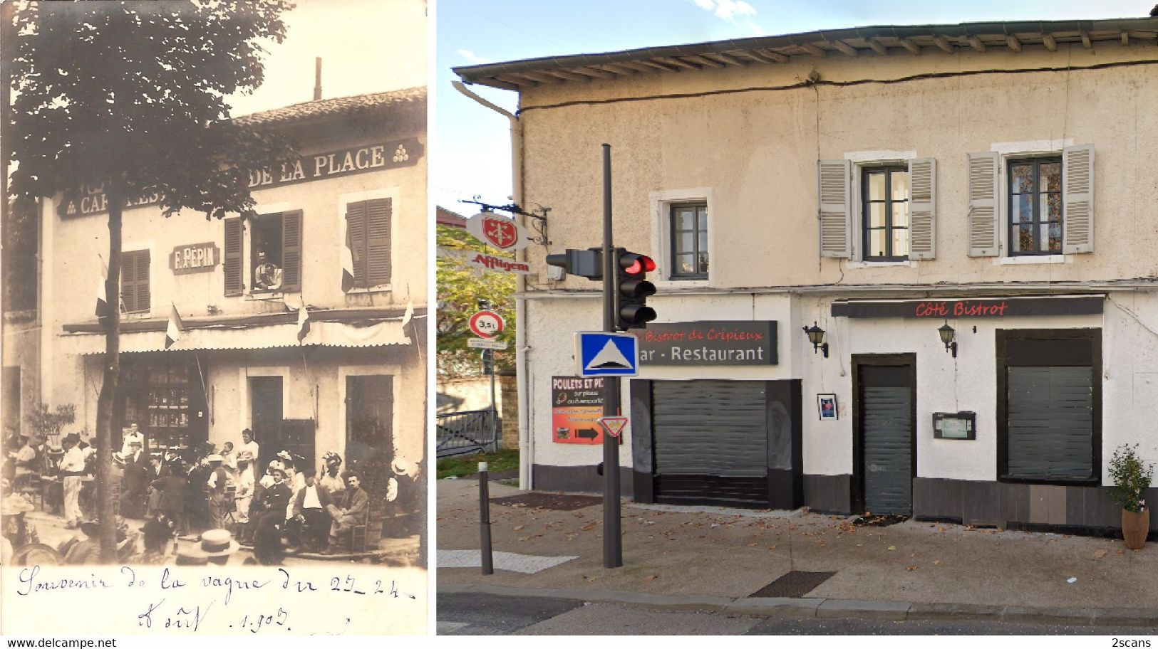 69 - RILLIEUX-LA-PAPE (30, route de Genève) - CARTE-PHOTO Café-Restaurant François PÉPIN - (FÊTE des 23 et 24 août 1903)