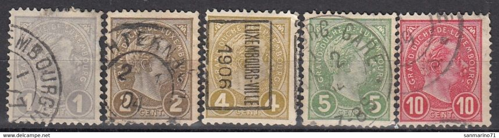 LUXEMBOURG 67-71,used,falc Hinged - 1895 Adolphe Right-hand Side