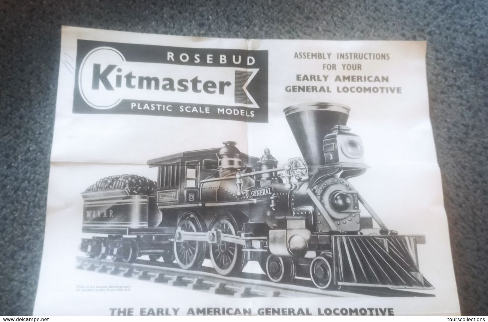 très ancienne MAQUETTE incomplète KITMASTER made in England LOCOMOTIVE VAPEUR USA Etats Unis Loco avec notice