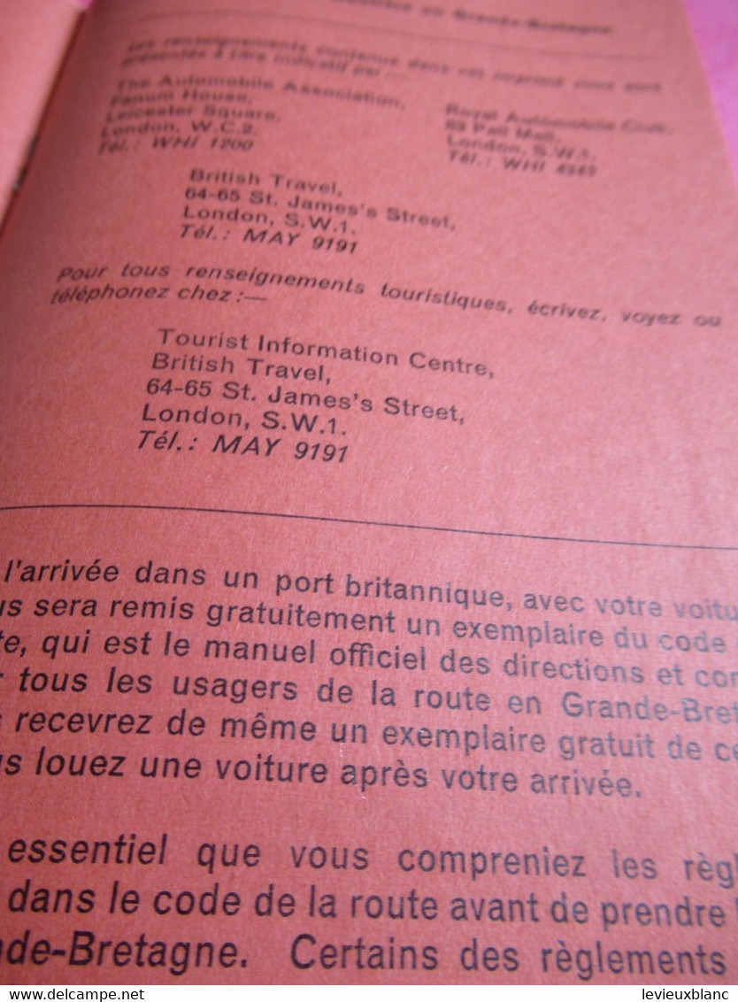 Fascicule D'Information/Réglementation Routière En Grande Bretagne / Traduction En FR - D- E- I / 1964          AC182 - Voitures