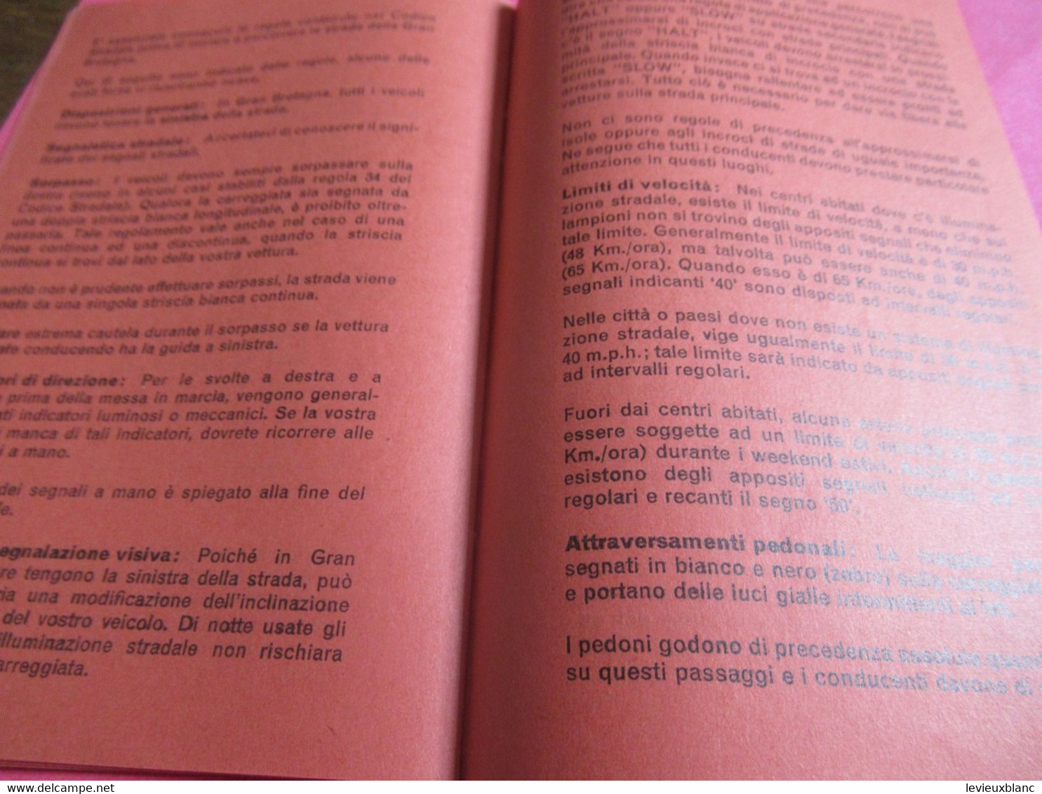 Fascicule d'Information/Réglementation routière en Grande Bretagne / Traduction en FR - D- E- I / 1964          AC182