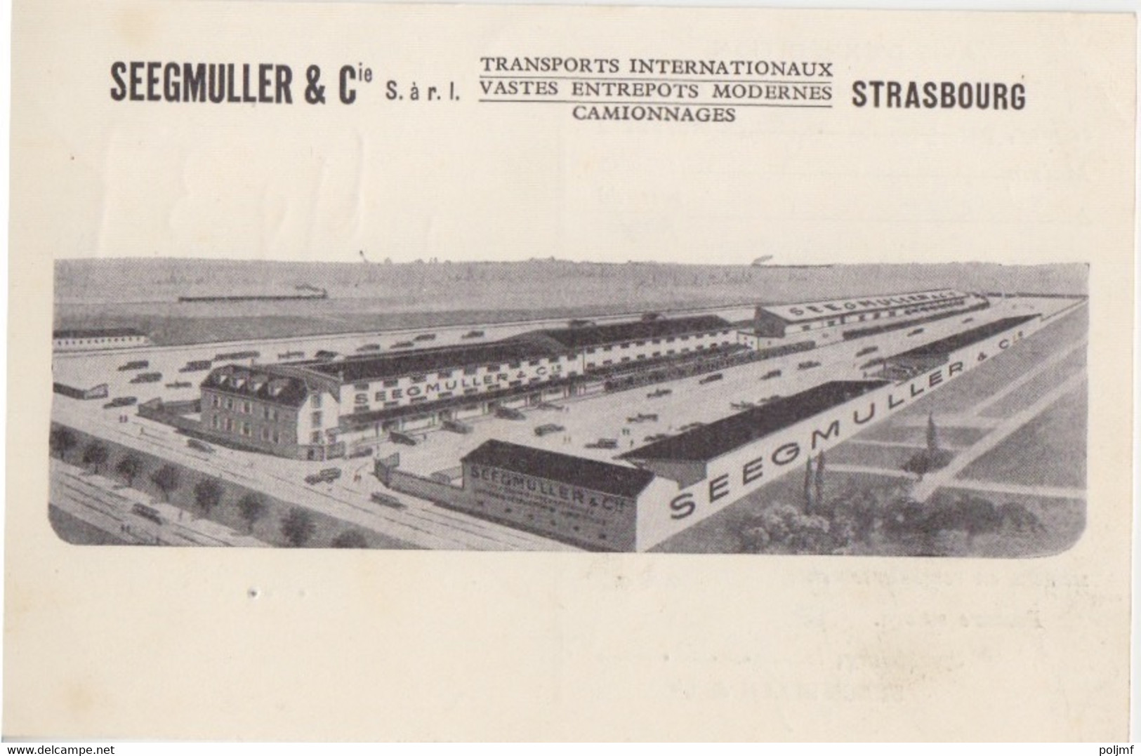 CP Pré-imprimée (Seegmuller, Transports Internationaux) Obl. EMA 55 C 1529 Strasbourg Le 29 IX 37 (Bateau, Train, Cathé) - EMA (Printer Machine)