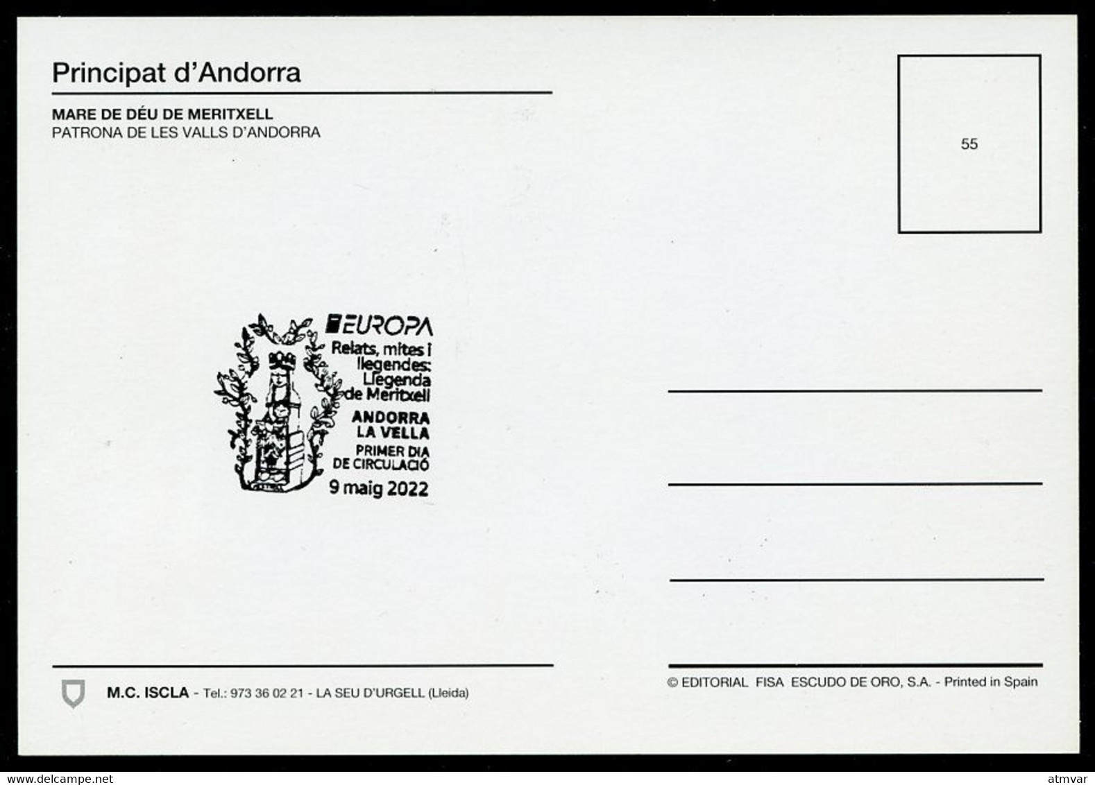 ANDORRA (2022) EUROPA - Llegenda De Meritxell, Mare De Déu, Virgin, Vierge, Virgen, Myths And Legends Carte Maximum Card - Sonstige & Ohne Zuordnung