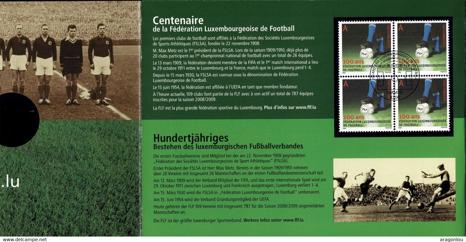 Luxembourg Luxemburg 2008 Carnet & Carte Maximum Centenaire De La FLF Fédération Du Football / 4Scans - Booklets