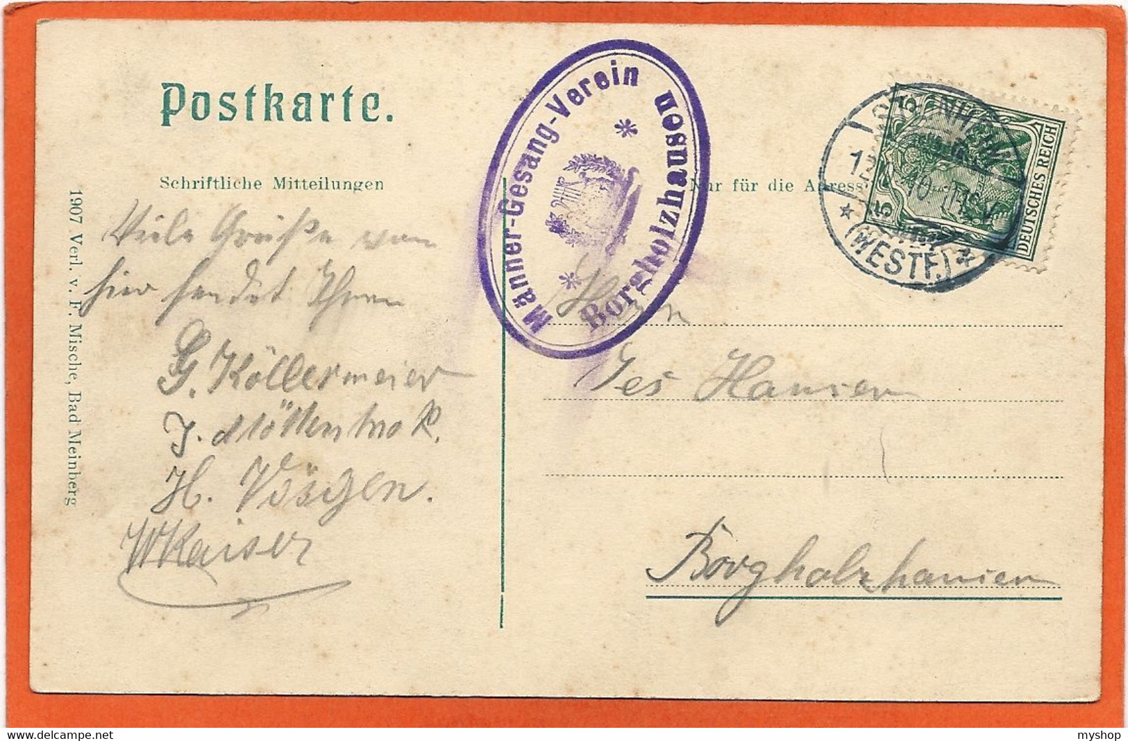 D012_BAD MEINBERG * BAD MEINBERG - BADEHAUS * GESENDET Mit MÄNNER-GESANG-VEREIN STEMPEL 1910 - Bad Meinberg