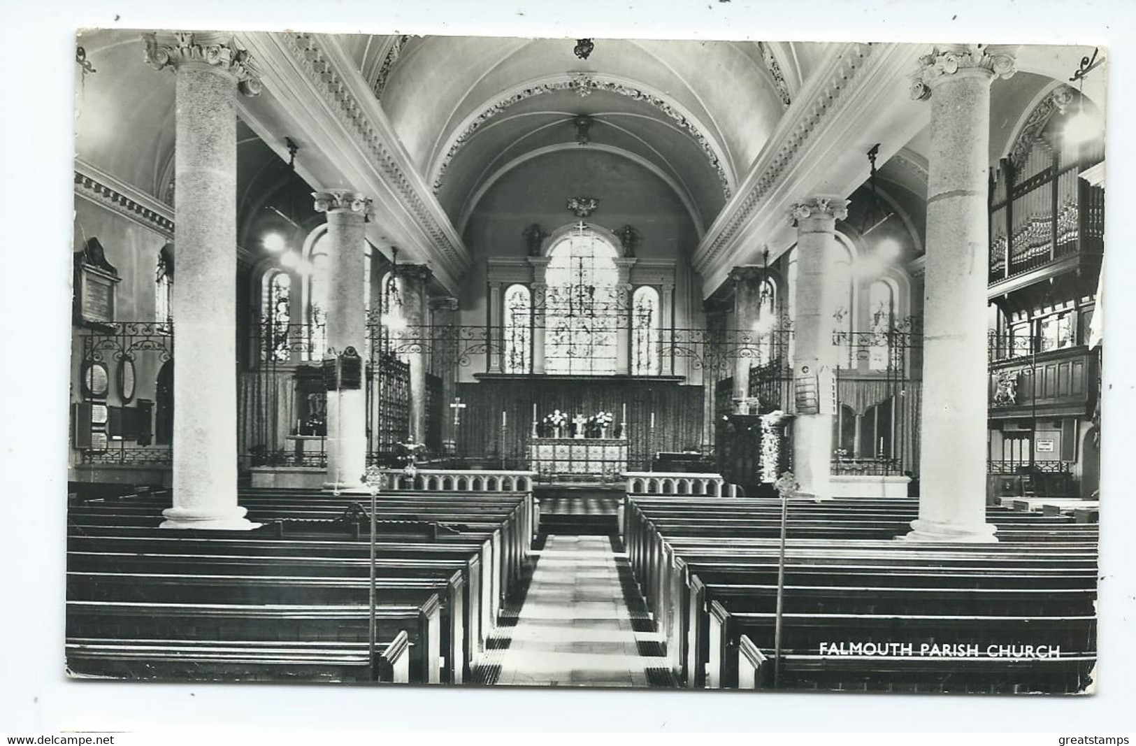 Cornwall   Postcard  Falmouth Parish Church Rp Interior Unused Photo John Miles - Altri & Non Classificati