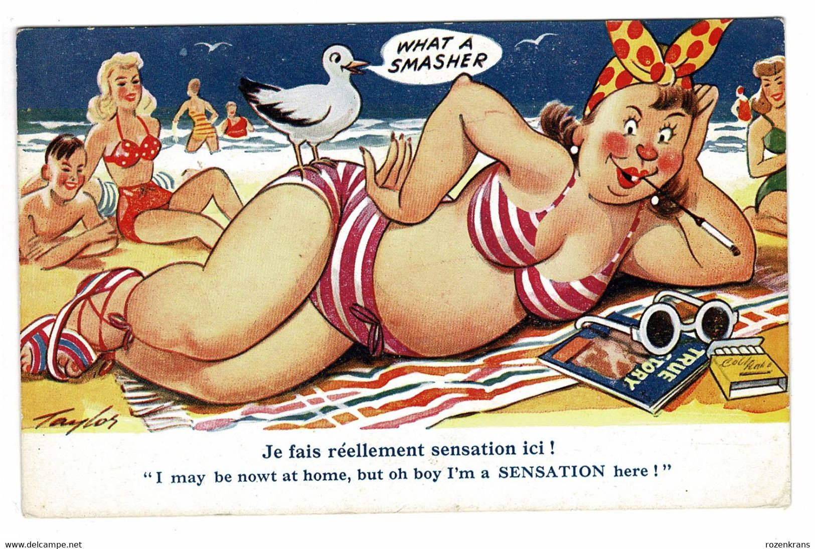 CPA Illustrator Illustrateur Humour Baigneuse Femme Grosse Maillot De Bain Gros Seins Big Boobs Bikini - Taylor