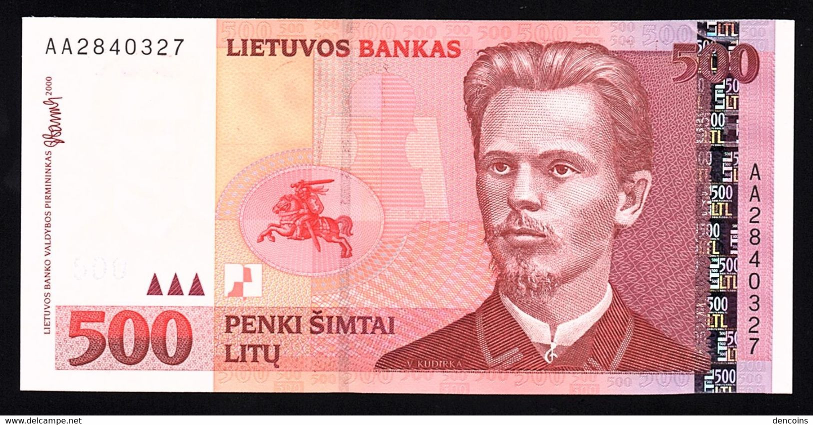 LITHUANIA P-64  500 LITU  2000  UNC !!!!!!!!! - Lituania