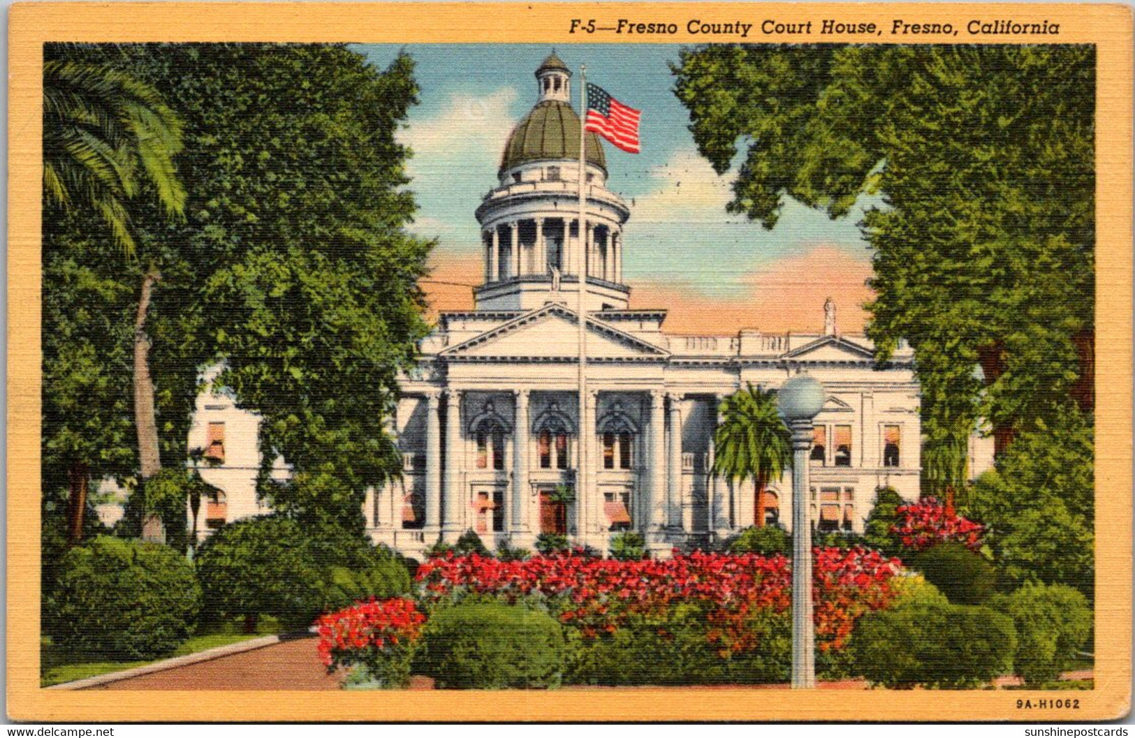 California Fresno County Court House 1947 Curteich - Fresno