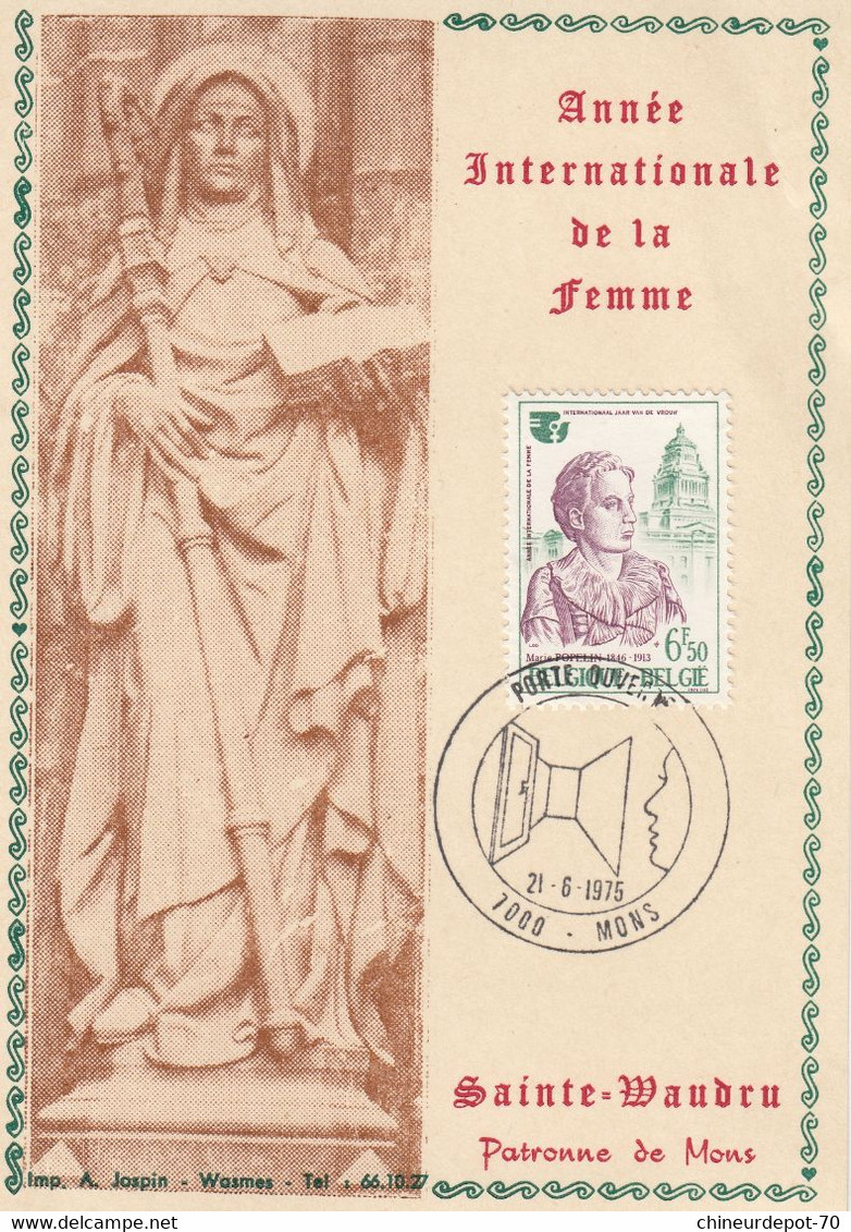 Année Internationale De La Femme 7000 Mons 1975 Sainte-waubru Patronne De Mons - Illustrated Postcards (1971-2014) [BK]