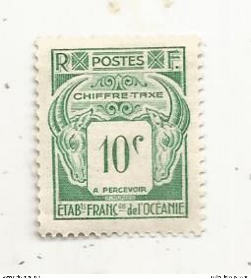 Timbre Taxe , Chiffre-taxe , 10 C à Percevoir , ETABLISSEMENT FRANCAIS DE L'OCEANIE - Timbres-taxe